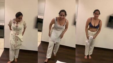 Desi honeymoon mms leak – wife strips to show clean shaved pussy