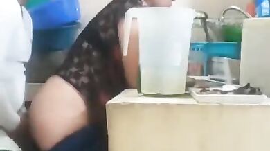 Indian milf aunty fucked by young nephew in the kitchen