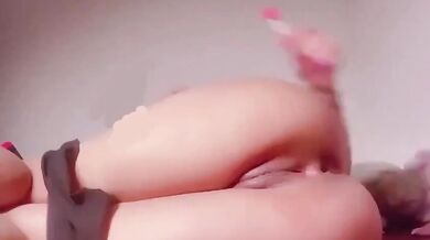 Dirty desi girl took lollipop in asshole and pussy in video call